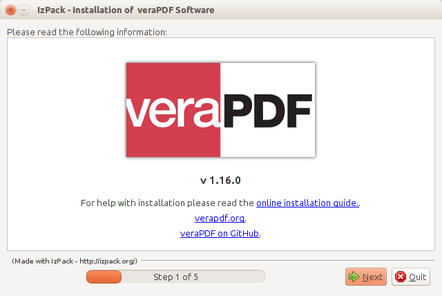 veraPDF Installer folder selection screen