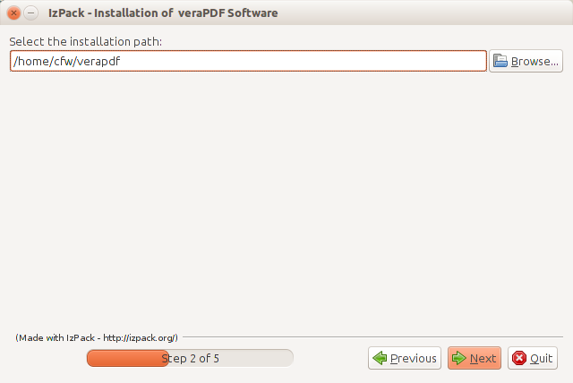 veraPDF Installer folder selection screen