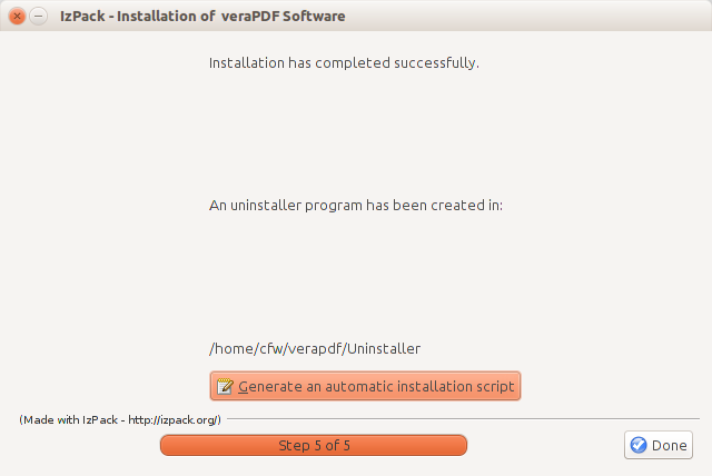 veraPDF Installer script screen
